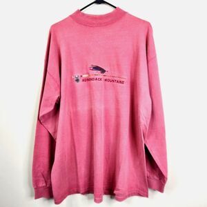 Camp David Vtg Adirondack Long Sleeve Mock Neck Embroidered Fishing Rod Tee XL